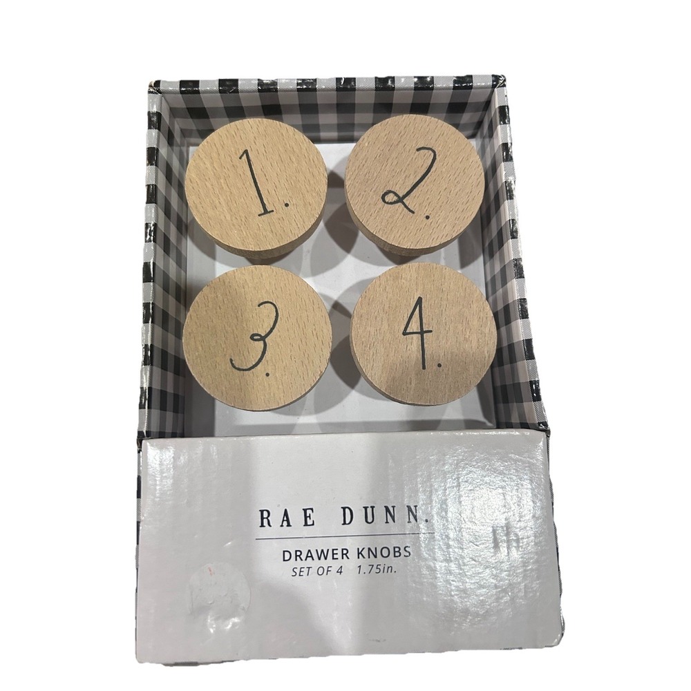RAE DUNN WOODEN DRAWER KNOBS NEW 1, 2,3,4 Shabby Chic‎ Country Kitchen